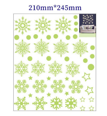 Новорічні наклейки Сніжинки фосфорні 210 на 245 мм салатовий Київ - фото 10