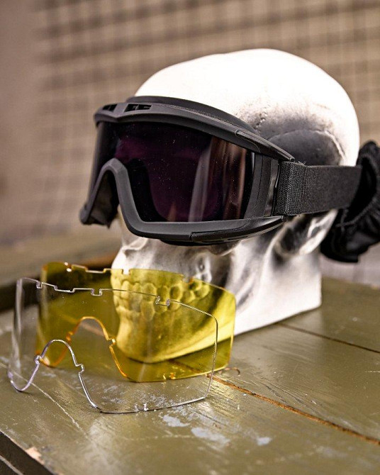 Защитные тактические очки-маска с сменными линзами   black   ПП7845 Одесса - изображение 1