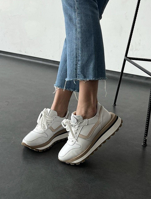 Molly Кроссовки женские MOLLY белые/бежевые натуральная кожа 36-40 (5357) Коломия - фото 3