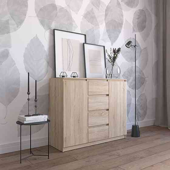 Комод VAYS R-11 Дуб Сонома, 4 шухляди та 2 відділення з полицями, без ручок, ЛДСП, 120×40×98 см - для спальні, вітальні, передпокою Львів