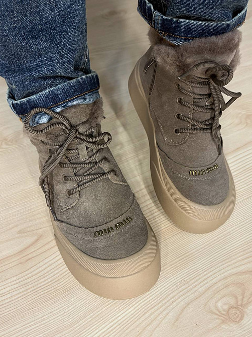 Черевики жіночі Hengji 677-3 замшеві високі кеди на хутрі бежеві, 40, 25 см Київ - фото 7