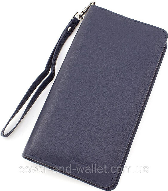 Стильный кошелек клатч на магнитах и молнии синего цвета Marco Coverna 1-6056 Киев - изображение 11
