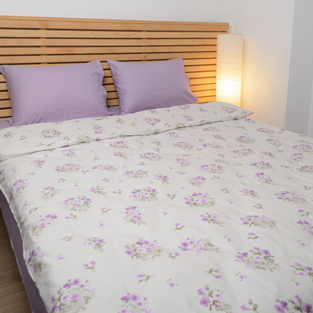 Евро комплект постельного белья Сатин Вероника 125 г/м2 YouStar (Лавандовый с белым) 2 х 70х70 Сумы - изображение 4