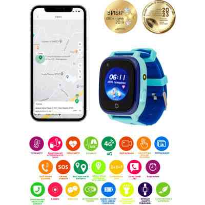 Смарт-часы Amigo GO005 4G WIFI Kids waterproof Thermometer Blue (747017) Винница