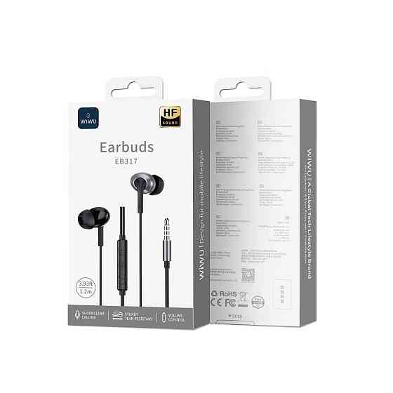 Навушники дротові WIWU EB317 Stereo Wired Earbuds (3.5mm) Black Одеса