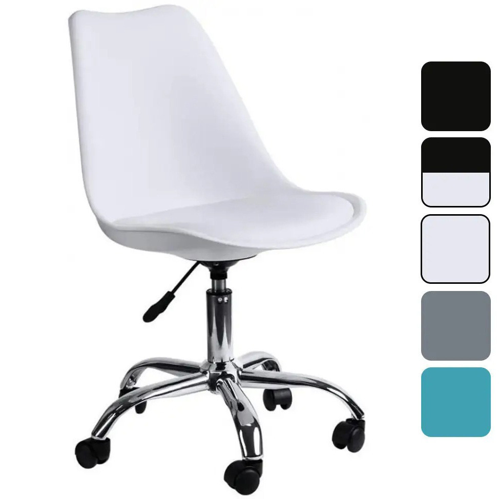 Кресло офисное компьютерное B-487 на колесиках рабочее для компьютера офиса дома Белый Киев - изображение 1