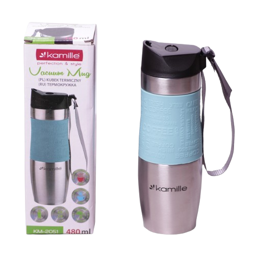 Термочашка 480мл нержавіюча сталь (мікс) KAMILLE 2051 Житомир