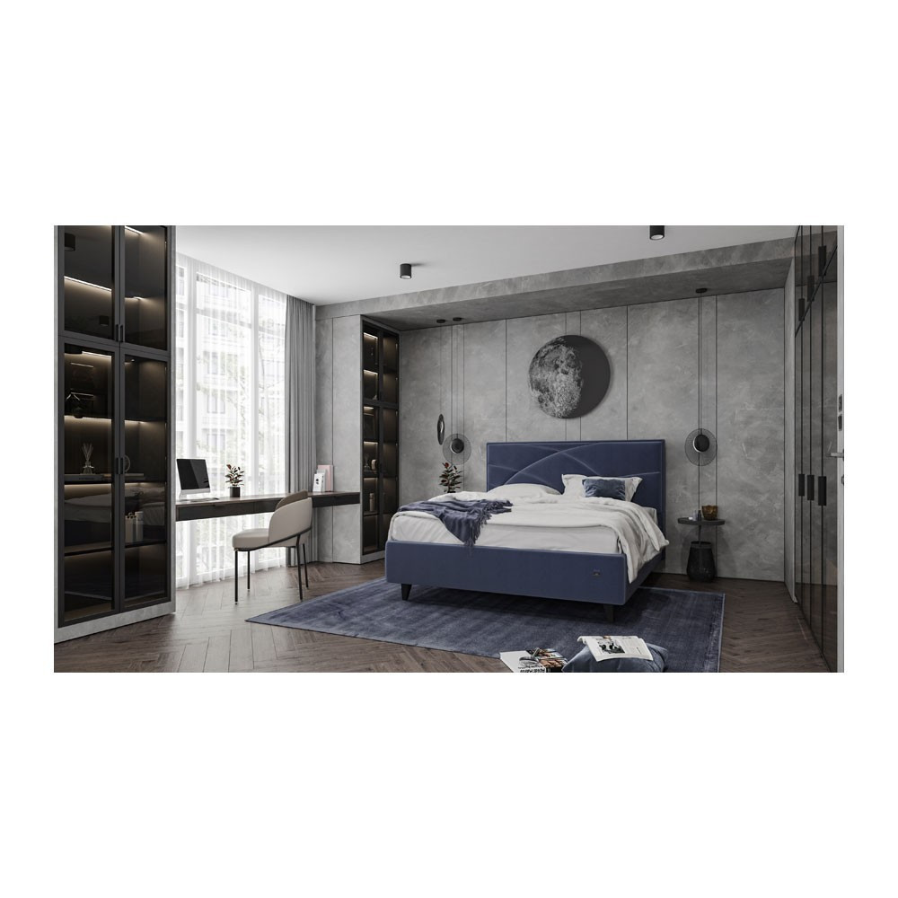 Ліжко NettaDesign Comfort з нішею для білизни на ніжках 140x190 синій Київ - фото 3