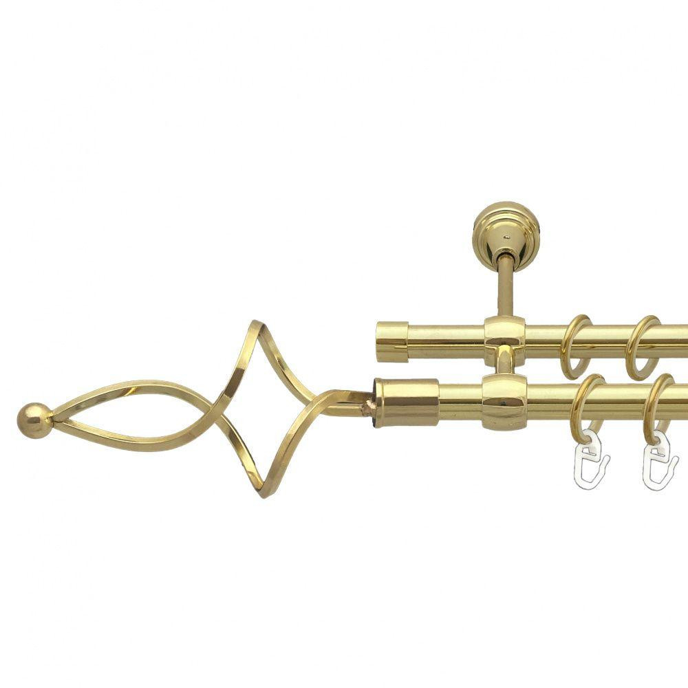 Карниз Orvit Ажур Хвилястий металевий дворядний литий гладка труба кільце металеве Золото 16\16 мм 300 см Львов - изображение 1