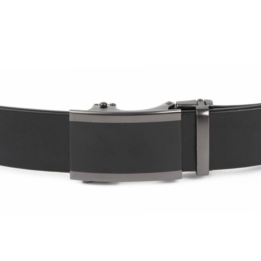 Ремень мужской c затемненной пряжкой и черной вставкой Vintage 20284 Черный Киев - изображение 5