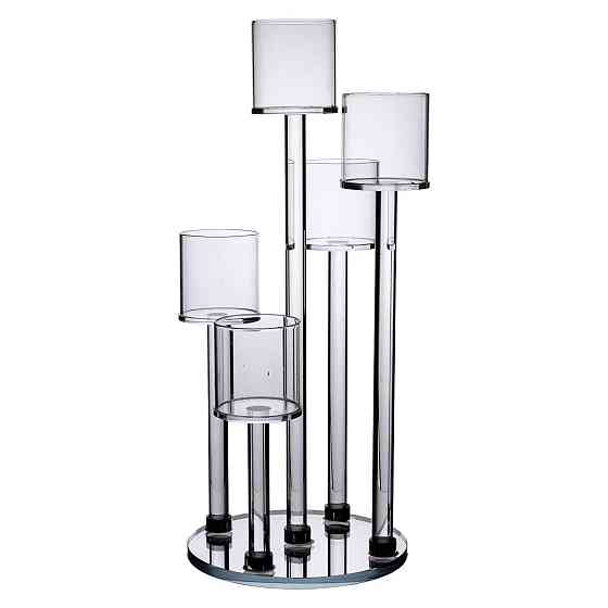 Підсвічник скляний на 5 свічок 16×38 см підсвічник декоративний прозорий на ніжці HP-4-14 Київ