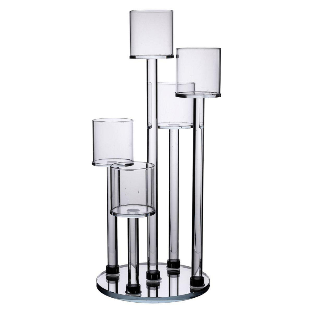 Підсвічник скляний на 5 свічок 16×38 см підсвічник декоративний прозорий на ніжці HP-4-14 Київ - фото 1