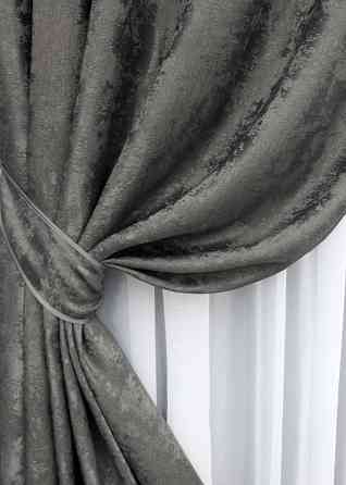 Комплект штор на люверсах VR-Textil Жаккард Sultan XO № 1558ш 150х250 см 2 шт Темно-серый (37-0182) Киев