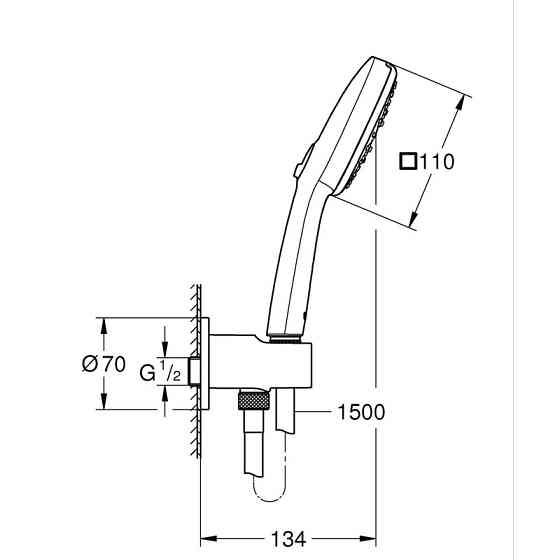 Душовий набір з настінним ручним душем Grohe Tempesta Cube 110 3 режими, чорний матовий (269102433) Київ
