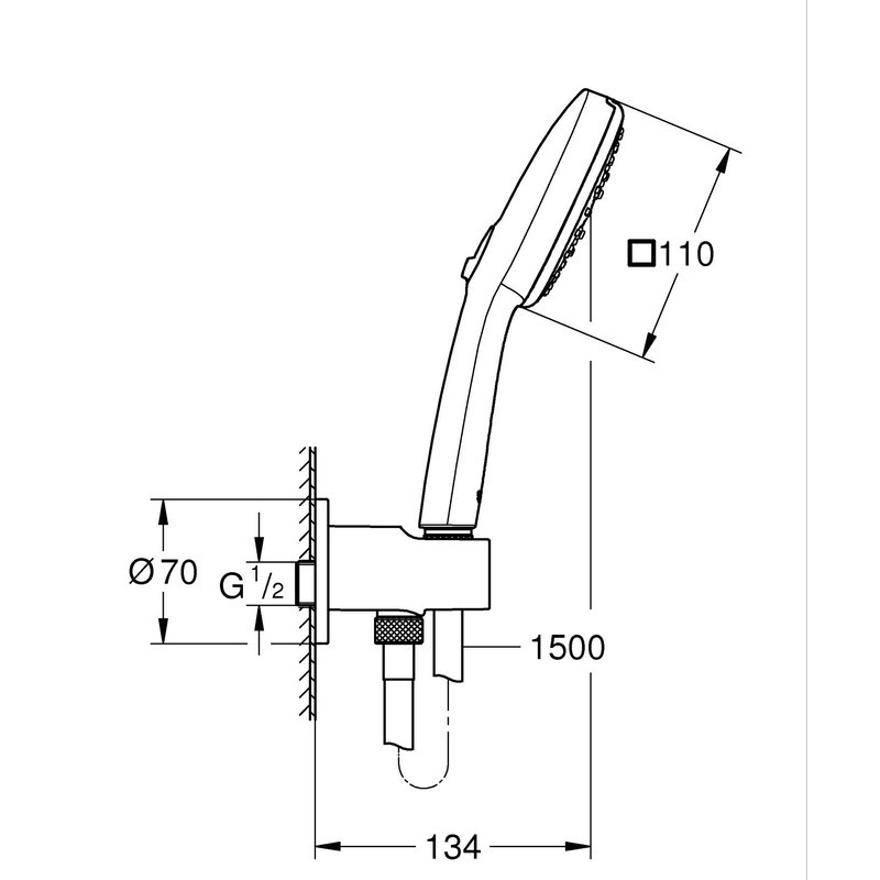 Душовий набір з настінним ручним душем Grohe Tempesta Cube 110 3 режими, чорний матовий (269102433) Київ - фото 3
