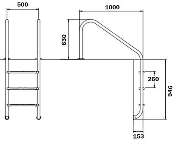 Сходи для басейнів Flexinox Overflow (3 сходинки). AISI-316L Київ