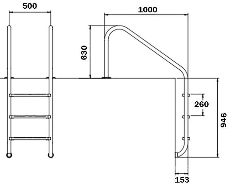 Лестница для бассейнов Flexinox Overflow (3 ступеньки). AISI-316L Киев - изображение 4