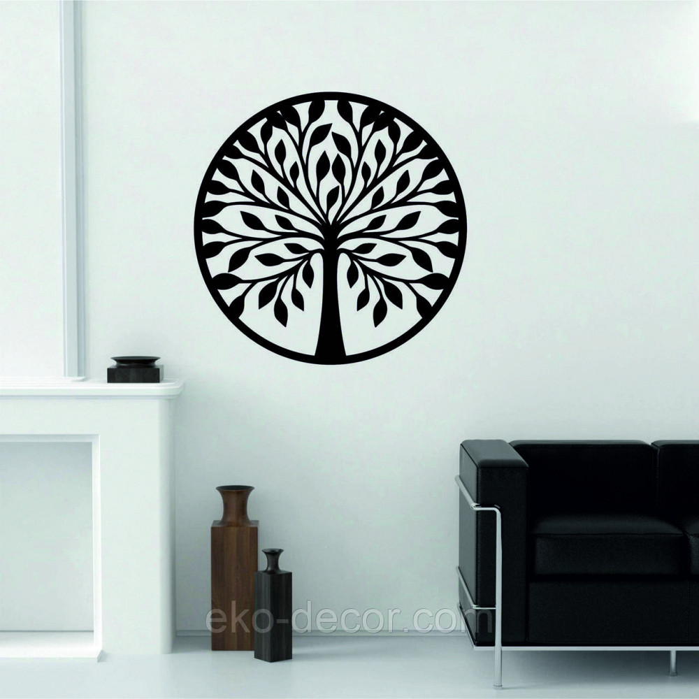 Декоративное настенное 3D Панно «Дерево в кругу» Декор на стену с объемом 70*70 см, Черный Киев - изображение 4