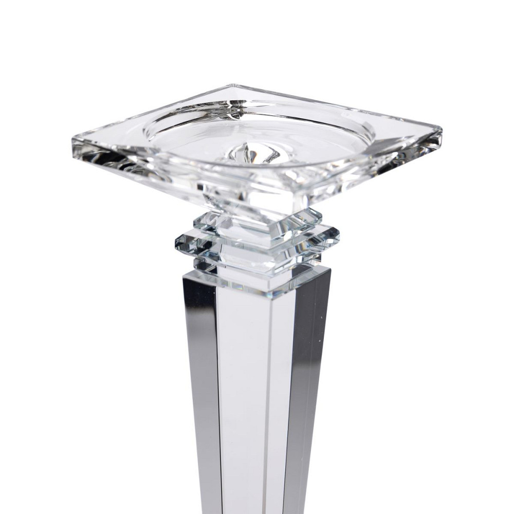 Yiwu Підсвічник скляний на високій ніжці 9.5×9.5×22.5 см декоративний прозорий HP-4-53M Київ - фото 3