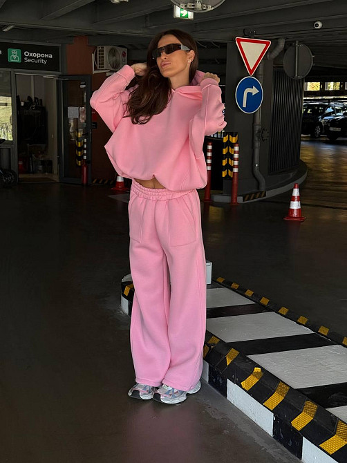 Базовий жіночий костюм з об’ємним худі Рожевий 48/52 Харків - фото 4