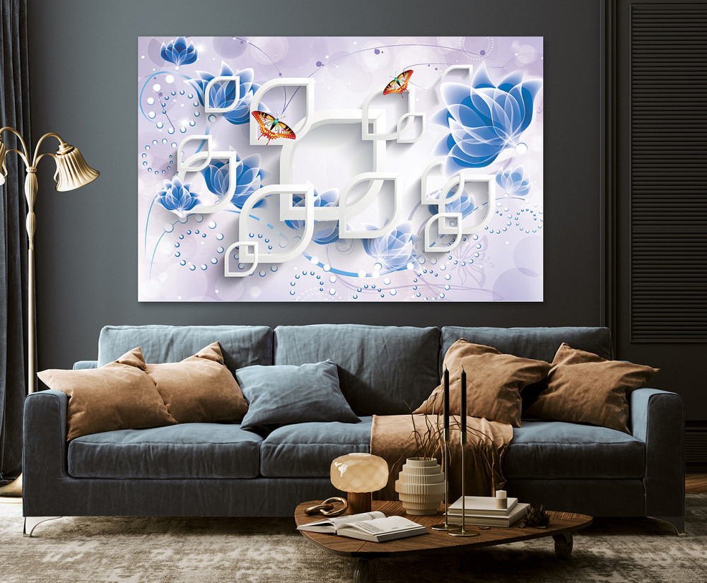 Картина полотно у вітальню / спальню    Абстракція метелики    MLP_261 ( 60х30см ) 60x100 см Київ - фото 3