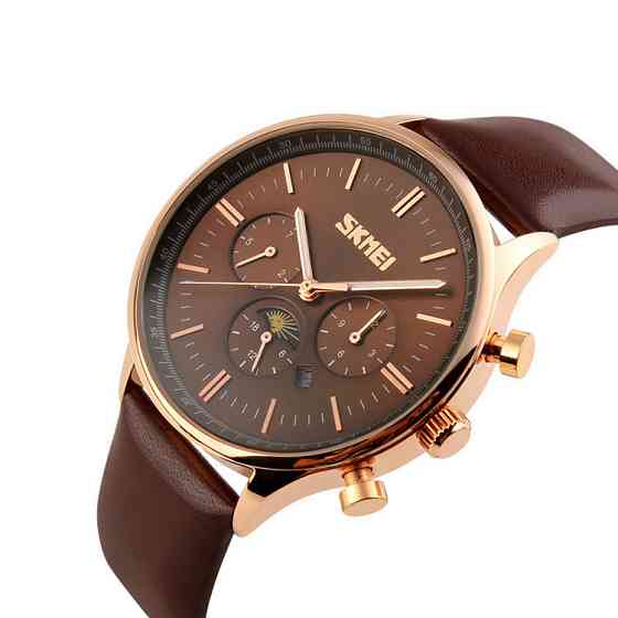 Мужские классические часы Skmei 9117 Brown Gold Винница