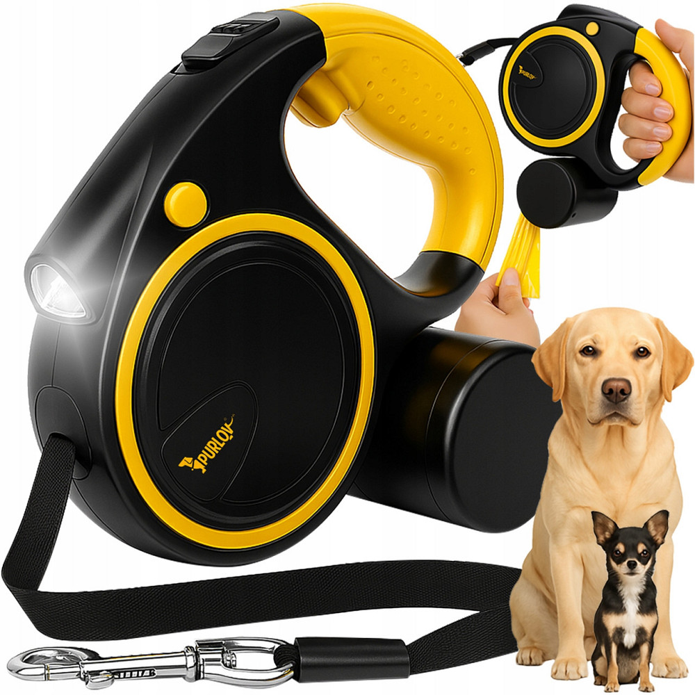 Автоматичний повідець для собак 10-25 кг до 5 метрів з ліхтариком Purlov (25965) Нововолинськ - фото 1