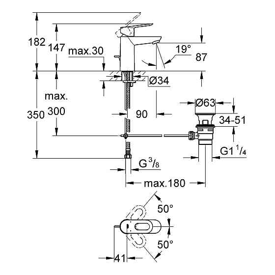 Смеситель для раковины Grohe BauLoop S-Size 23335000 Киев