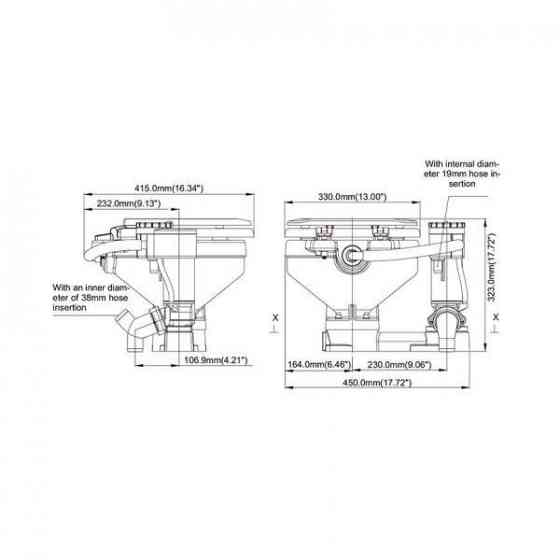 Електричний конверсійний туалет SEAFLO компактний розмір 12 В SFMTE1-02 Київ