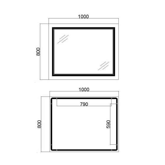 Дзеркало настінне прямокутне сенсорне Qtap Cardinal 1000х800 з LED-підсвіткою Touch, з антизапотіванням Харків