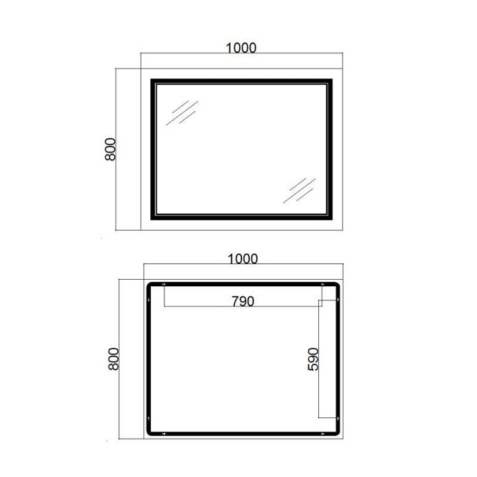Дзеркало настінне прямокутне сенсорне Qtap Cardinal 1000х800 з LED-підсвіткою Touch, з антизапотіванням Харків - фото 2