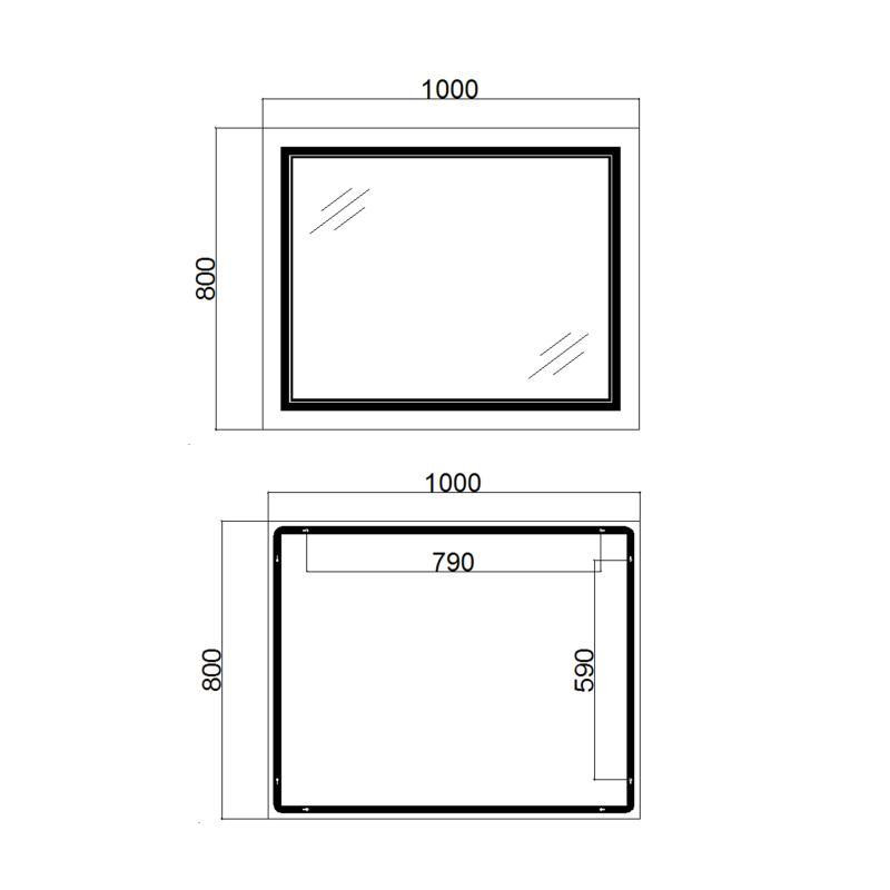 Зеркало настенное прямоугольное сенсорное Qtap Cardinal 1000х800 с LED-подсветкой Touch, с антизапотеванием Харьков - изображение 2