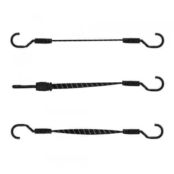 Гумка еластична FLAT BUNGEE CORD HOOK чорна 1,8 х 40см - 2 шт, у блістері, BCH5-18040BC-B Київ