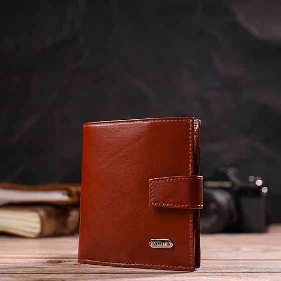 Відмінний чоловічий гаманець з натуральної гладкої шкіри Коричневий (CANPELLINI) Київ