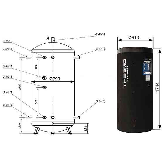 Теплоакумулятор Thermo Alliance TA-TAM-00 750 з ізоляцією 60 мм Київ