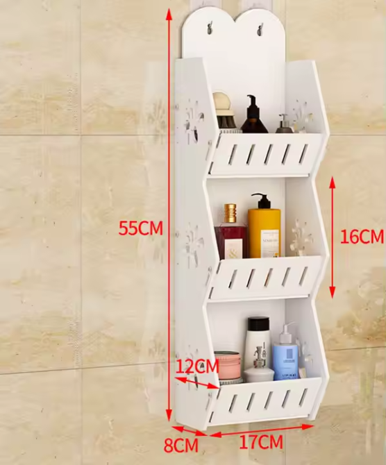 Біла полиця для ванної кімнати, зручний органайзер для косметики і шампунів, 55×17×12 см Кам'янець-Подільський - фото 2