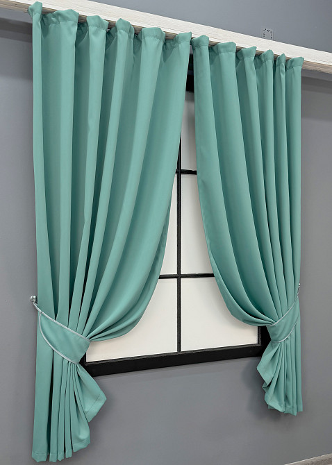 Комплект коротких штор VR-Textil Блэкаут Midnight № 1229ш Бирюзовый 130х170 см 2 шт (35-0454) Киев - изображение 2