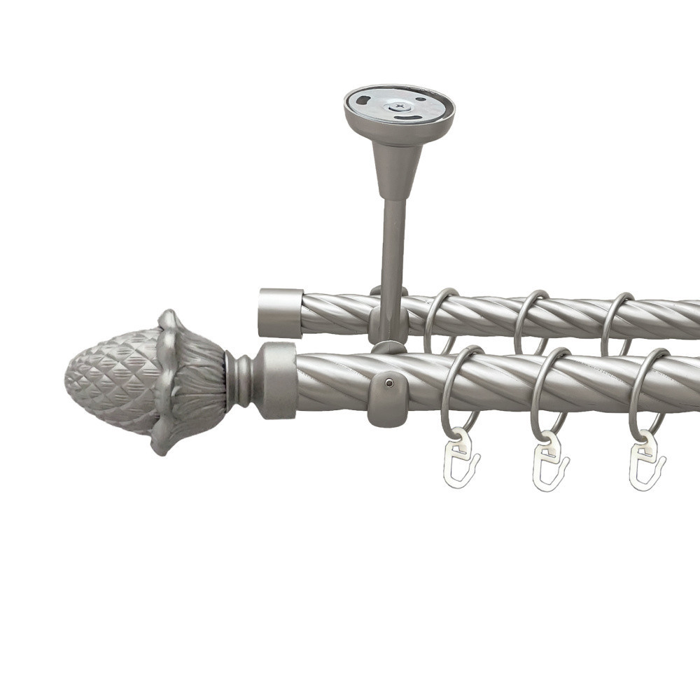 Карниз Orvit Цинара металевий дворядний відкритий до стелі скручена труба кільце металеве Сатин 25\19 мм 200 см (00-00024279) Львів - фото 1
