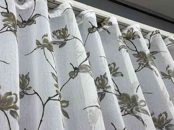Тюль батист, колекція "Flora" колір білий з хакі 1906т Київ