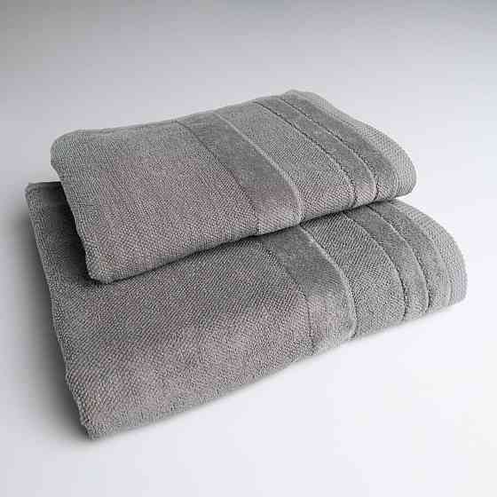 Комплект махровых полотенец с велюровым бордюром 2шт GM Textile 50х90см, 70х140см 500г/м2 (Серый) Сумы