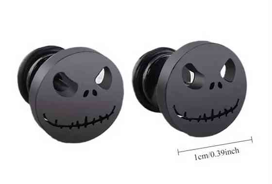 Серьги-пусеты Джек Скеллингтон «Кошмар перед Рождеством» – черный цвет, титановая сталь, готические унисекс се Киев