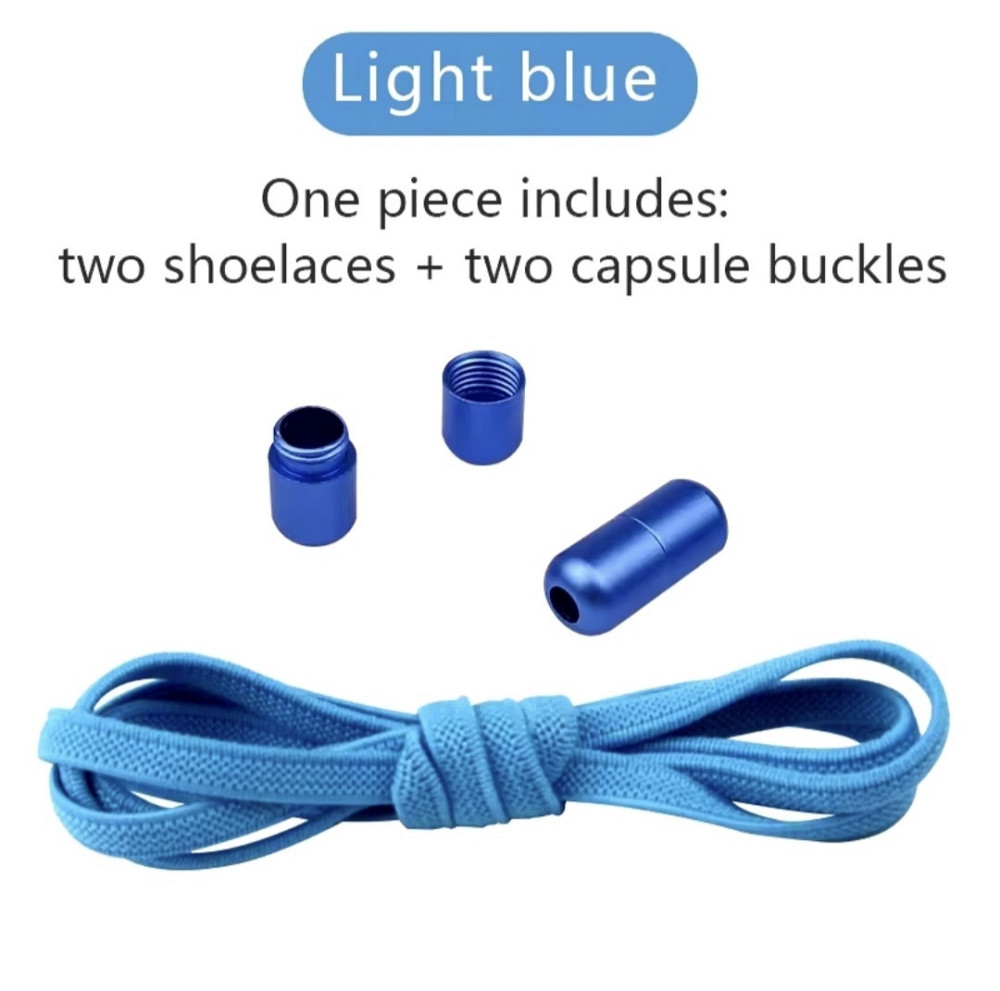 Шнурки еластичні без зав'язок з застібками в один колір Блакитний Сміла - фото 1