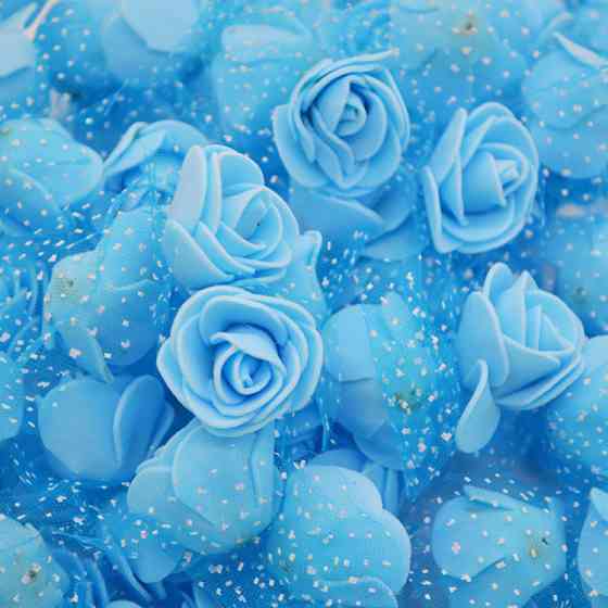 Головки квітів для рукоділля з фатином 50 штук 3 см блакитний Київ