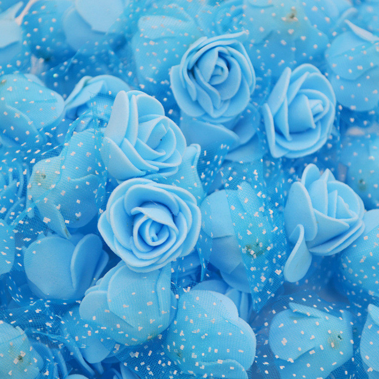 Головки цветов для рукоделия с фатином 50 штук 3 см голубой Киев - изображение 1