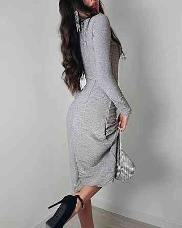 Жіноче романтичне святкове плаття міді з люрексу Сірий, 42/44 Одеса