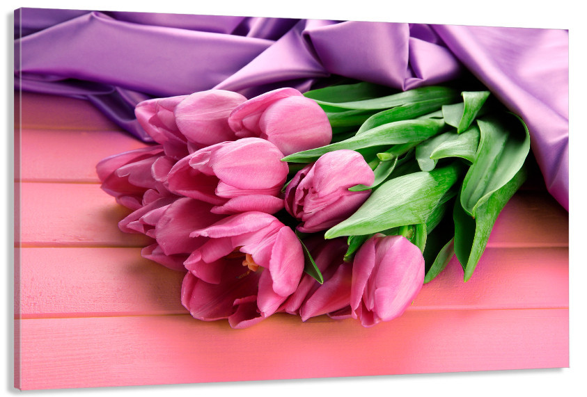 Картина полотно у вітальню / спальню  Рожеві Тюльпани    MLP_392 ( 60х30см ) 80x120 см Київ - фото 1