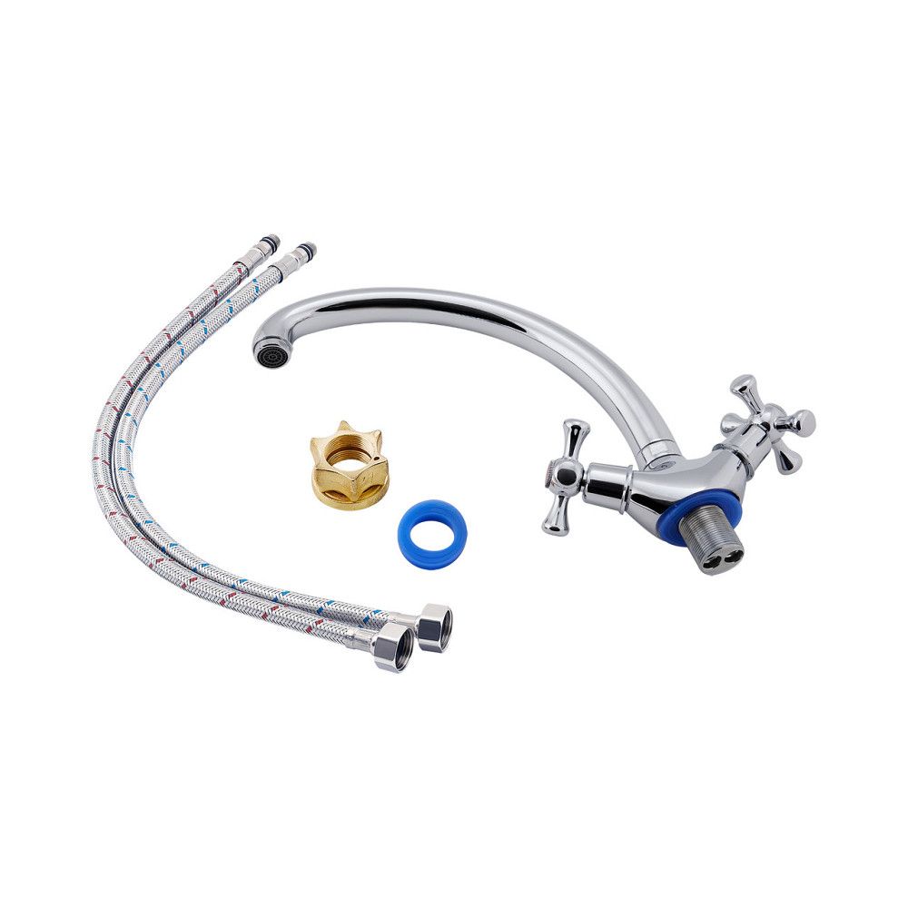 Смеситель для кухни Lidz Lamb 273F двухвентильный LDLAM273FCRM21890 Chrome Киев - изображение 4