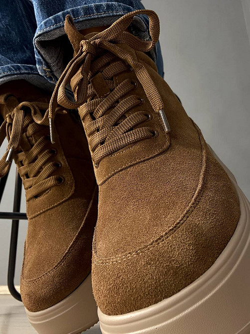 Ботинки женские Hengji 280-5 зимние на меху на бежевой подошве замшевые коричневые, 40, 25 см Киев - изображение 4