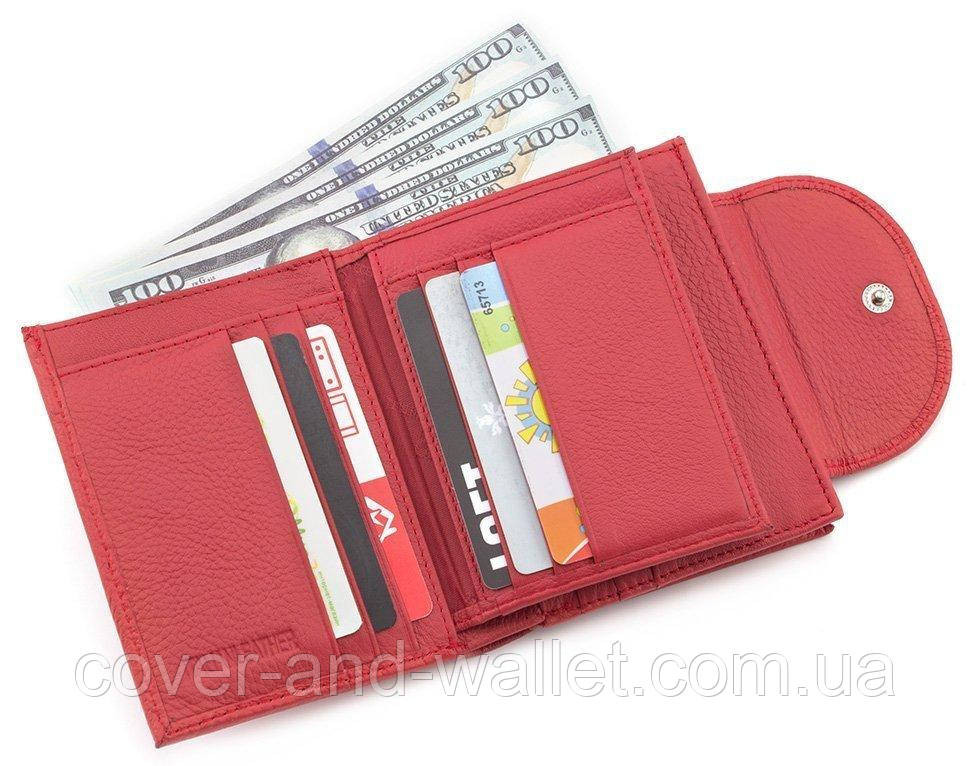 Небольшой женский кожаный портмоне красного цвета на много карточек ST 410 Киев - изображение 2