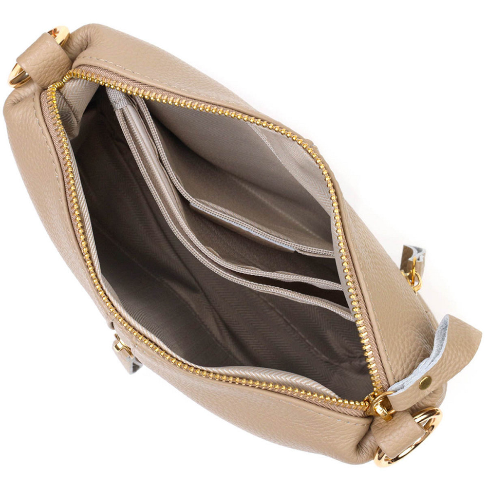 Практична жіноча сумка через плече з натуральної шкіри 22084 Vintage Бежева Київ - фото 6